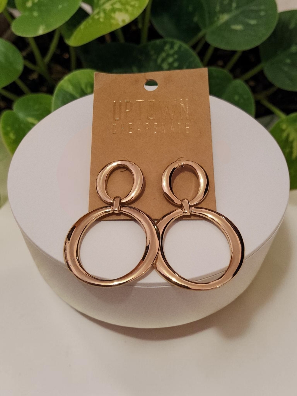 10 / $10  Gold Double Hoop Drop Earrings